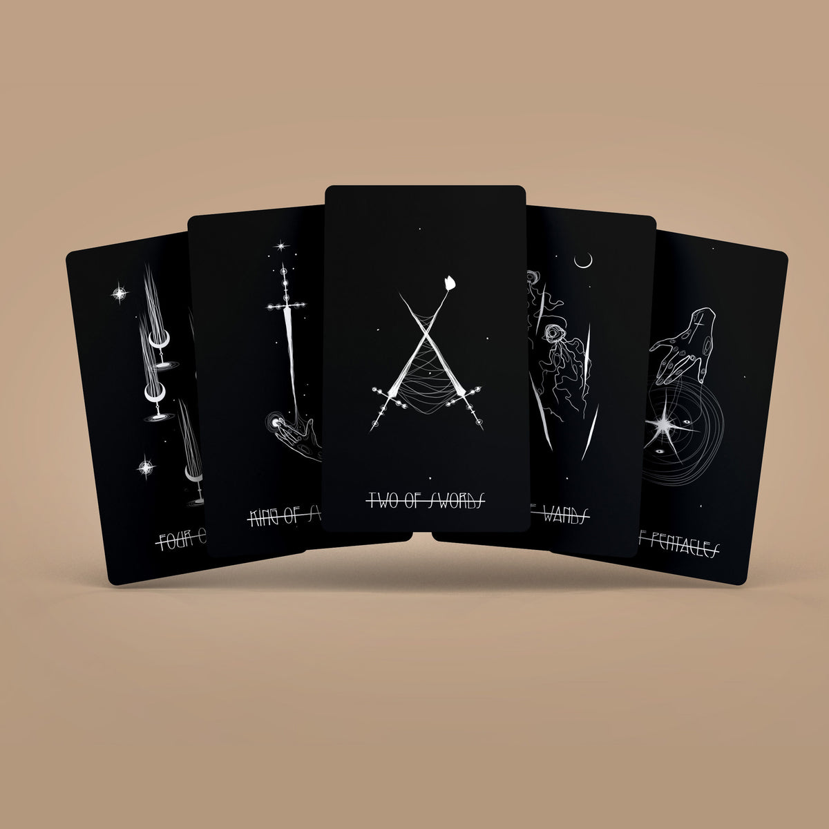 Transire Tarot Cards Deck 78+2 Extra Cards with Guidebook – Dark